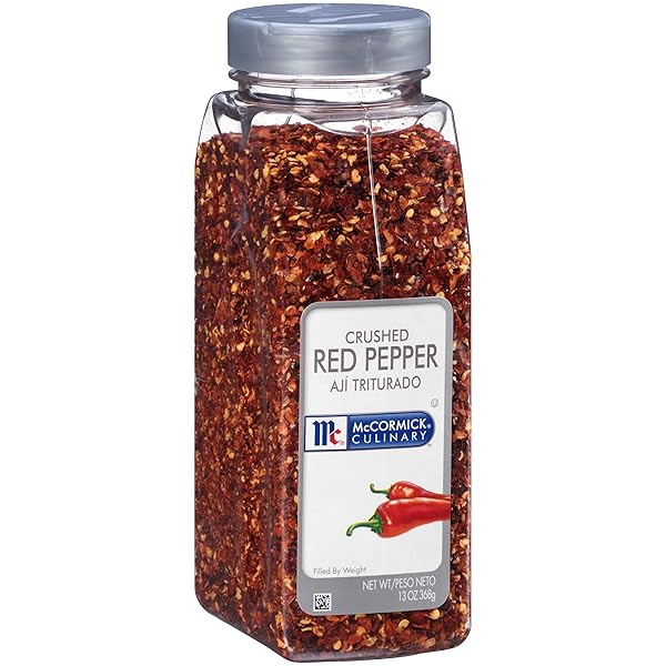 MCCORMICK CULINARY CRUSHED RED PEPPER, 13 OZ – ONE 13 OUNCE CONTAINER OF CRUSHED RED PEPPER FLAKES, PERFECT FOR SPRINKLING ONTO PIZZA, BEEF, PORK AND FLATBREADS
