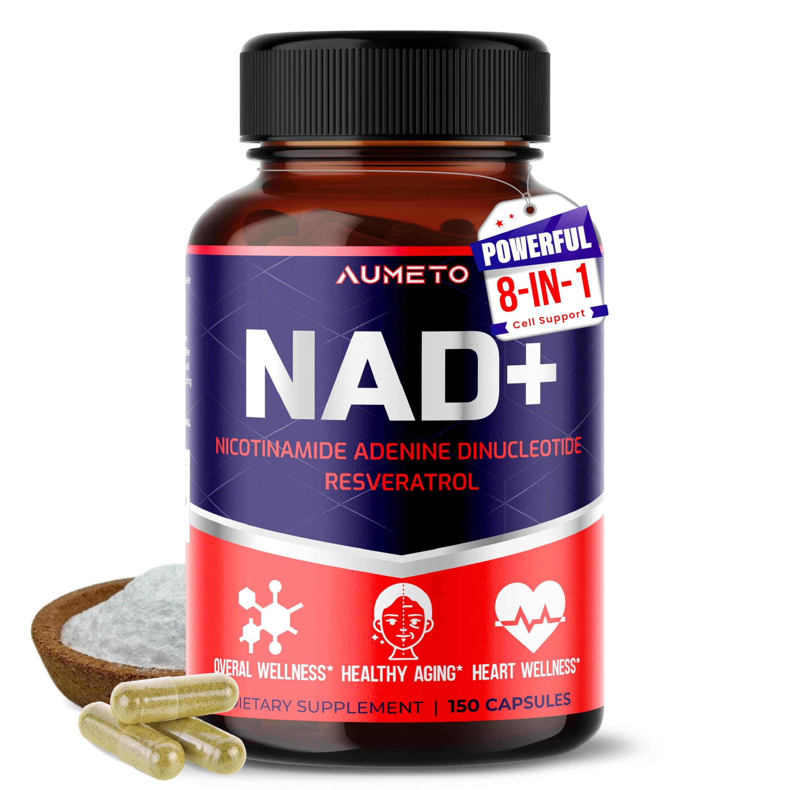 NAD+ 350mg with Trans-Resveratrol, Quercetin & Rhodiola – Cellular Energy, Healthy Aging & Heart Wellness – 90 Capsules – Non-GMO, Made in USA