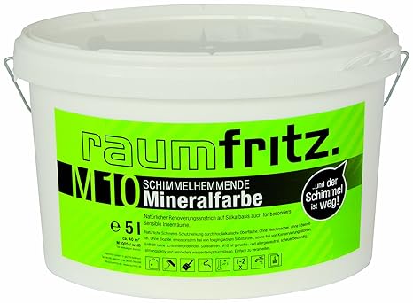 Raumfritz M10 Schimmelhemmende Mineralfarbe 5 Ltr Schimmelschutzfarbe auf Silikatbasis