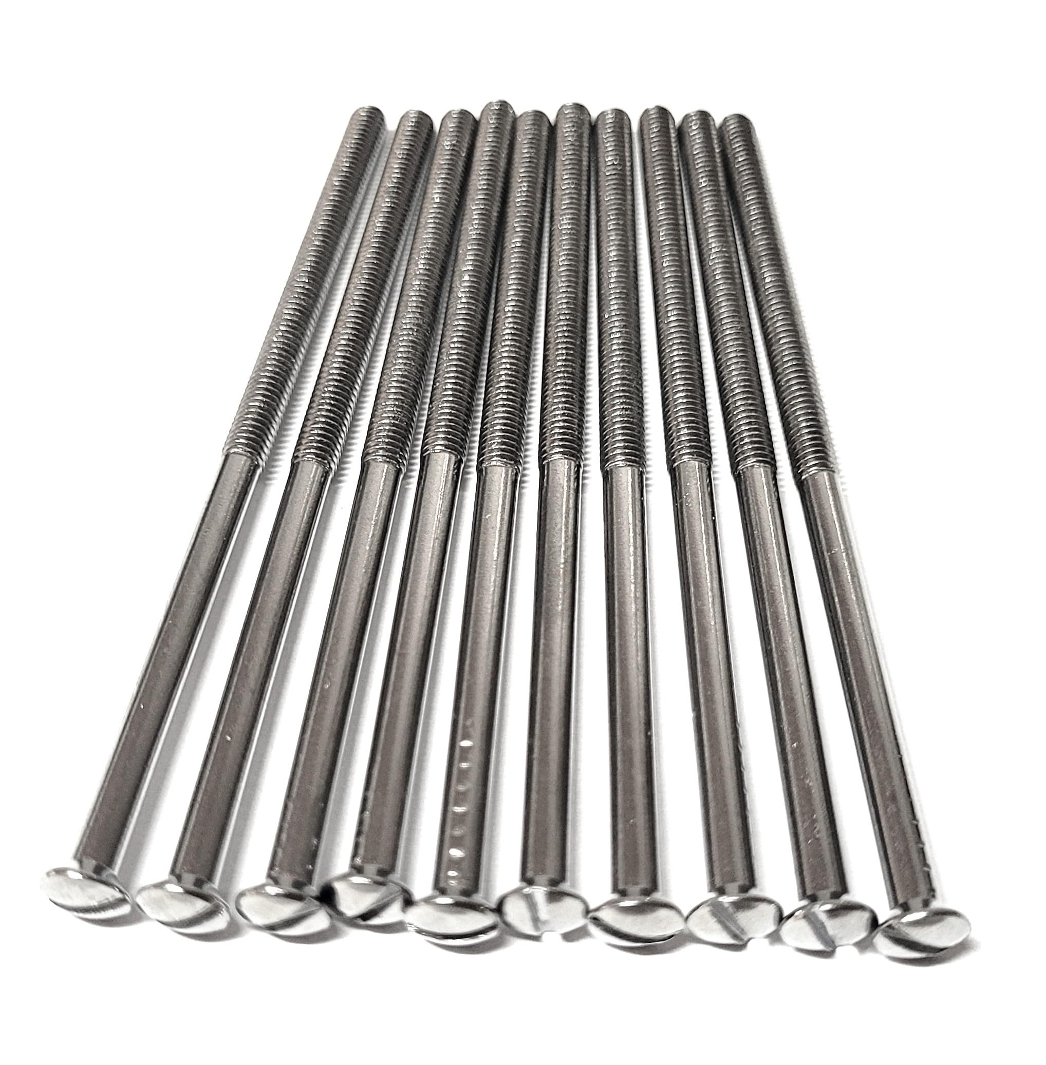 Pack of 10 Chrome Electrical Screws 75mm X 3.5mm Chrome Long Socket Screw Switch Plugs Fixings Raised Slotted Head