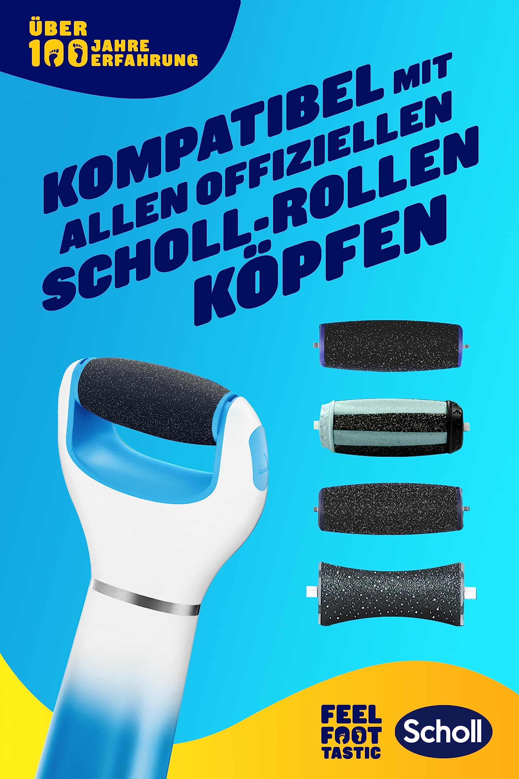 Scholl Expert Care, Hornhaut Entfernung für seidig weiche Füße,elektrischer Hornhautentferner schnell & Mühelos (mit Meeresmineralien Rolle für präzise Ergebnisse,1 Gerät inkl. Rolle)1 Stück(1er Pack) 6