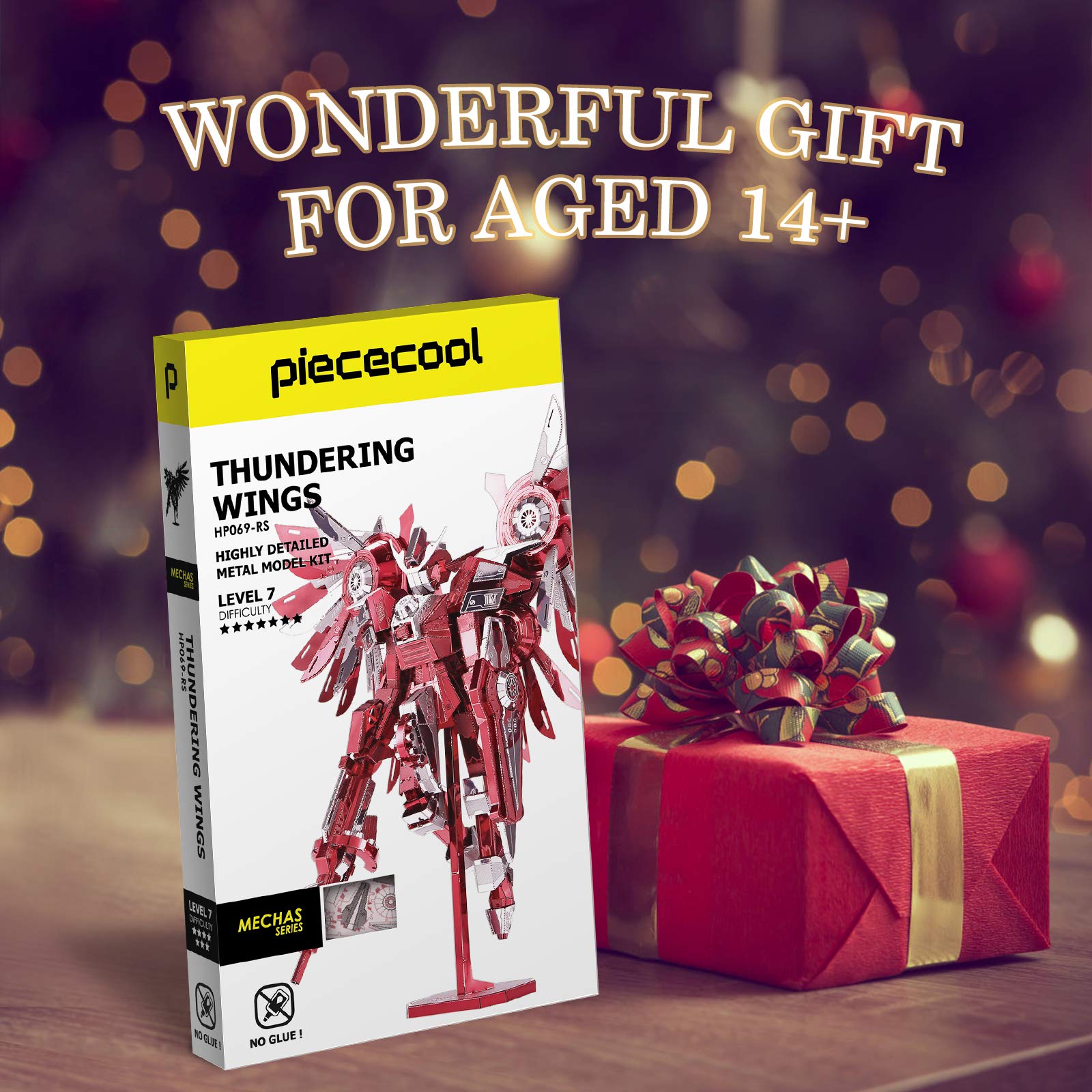 Piececool 3D Metal Puzzles for Adults, Thundering Wings Figure Mecha Model Kits Steel Metal 3D Model Building Kit, Brain Teaser DIY for Teens Man Woman, 215 Pcs