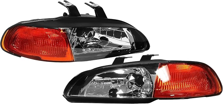 Amazon Com Ajp Distributors 1992 1993 1994 1995 92 93 94 95 For Honda Civic Coupe Hatchback 2 3 Door 1 Piece Jdm Replacement Assembly Headlights Head Lights Lamps Headlamps Black Amber Automotive