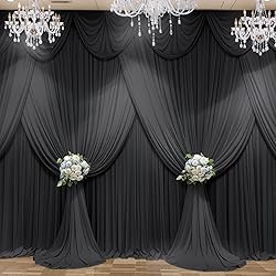50ft x 10ft Wrinkle Free Black Wedding Backdrop