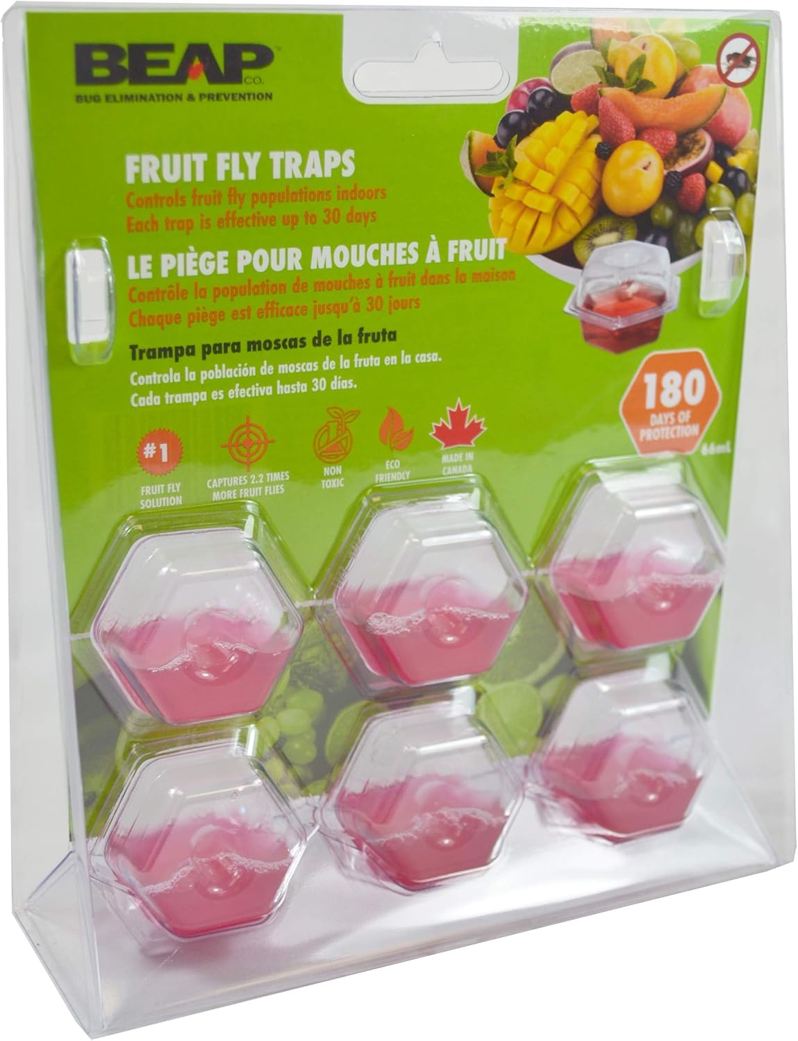 BEAPCO 10036 Prefilled Fruit Fly Traps, 6-Pack, Red : Home Pest Control Traps : Garden & Outdoor