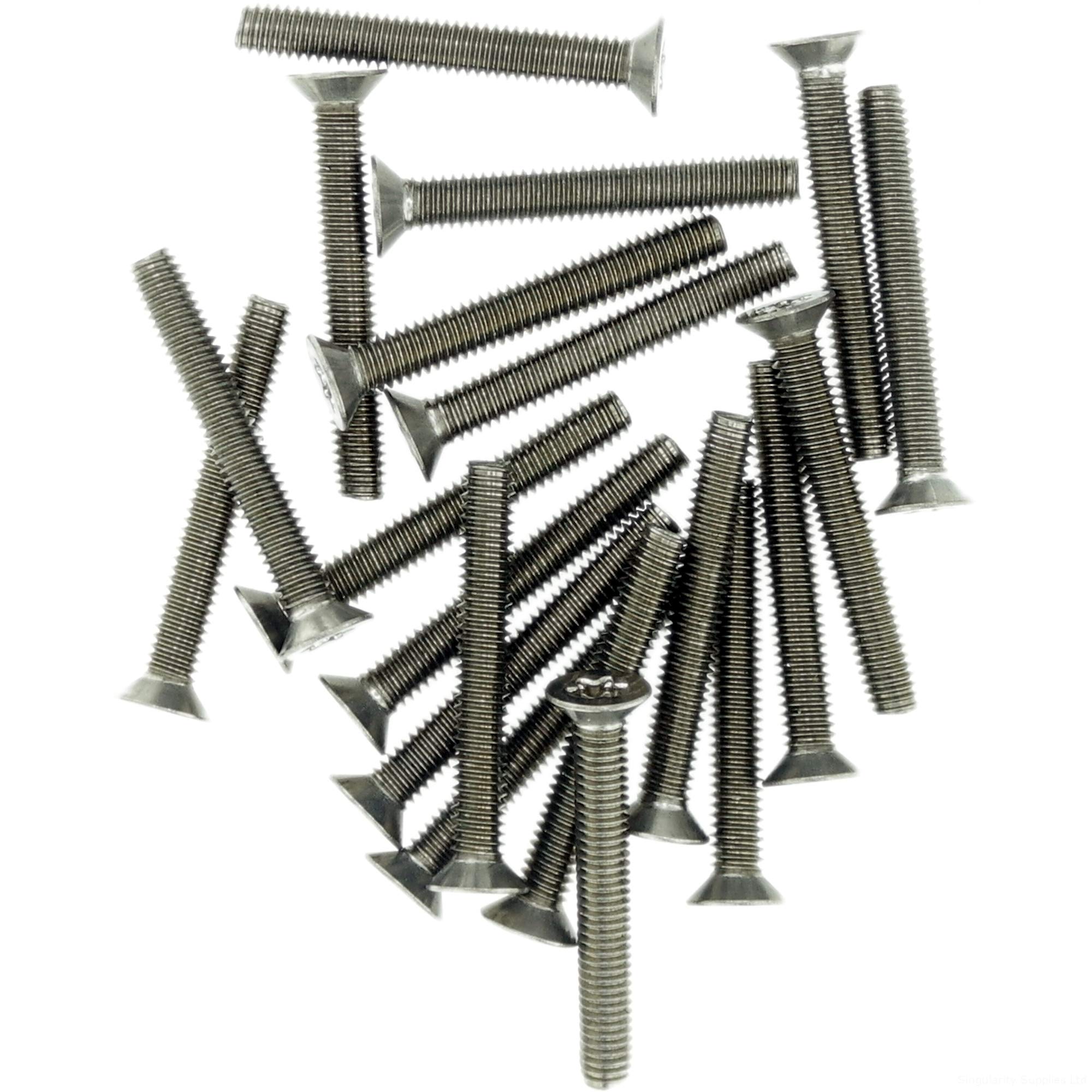 M6 (6mm x 30mm) TX Socket Countersunk Thread Rolling Screw - Stainless Steel (A2) (Pack of 20)