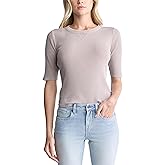 Buffalo David Bitton Womens Tabbey Crew Neck Elbow Sleeve Top