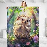 Lovely Hedgehog Throw Blanket - Soft Plush, Lightweight, Warm, Fuzzy Flannel Blanket for Bedroom, Couch, Travel, Office, Outdoor - Cute and Comfy Gift 50in×60in