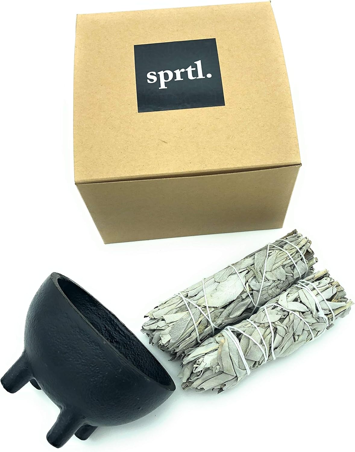 4 Cast Iron Sage Holder with 2 Organic Sustainable California White