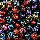 ANCADN 16mm Acrylic Beads 90pcs Dark Color Beads Black&&Navy Round Spacer Loose Beads for Halloween DIY Jewelry Making (Black&Dark Blue)