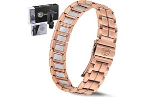 KGP® Mens Magnetic Copper Bracelet for Pain, 99.99% Solid Pure Copper with 5000 Gauss Ultra Strength Magnets, Adjustable Magn