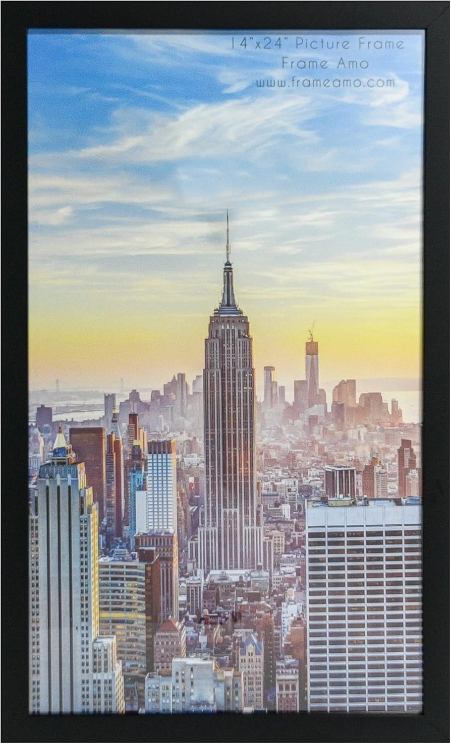 Photo Albums, Frames & Accessories - Frame Amo 14x24 Black Modern Picture or Poster Frame, 1 inch Wide Border, Smooth Wrap Finish, Acrylic Face