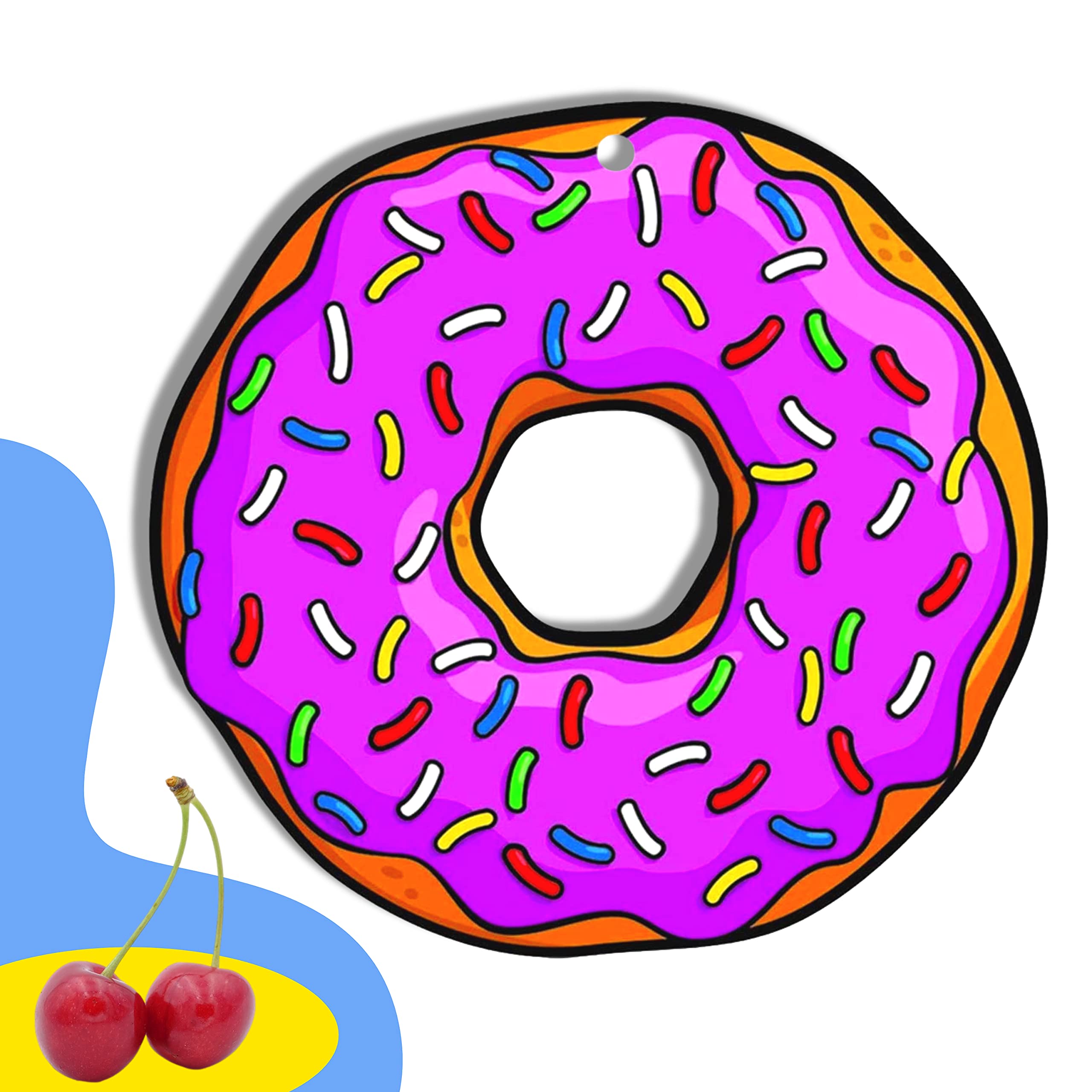 Gifton - Donut Car Air Freshener Funny Gift for Women Girl Ladies Teens - Present for Girlfriend Her Home Bathroom - Novelty Decoration Accessories Stocking Filler Cherry Scent (1 Supplied)