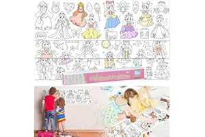 Bnqoe Children's Drawing Roll, 120 * 12 in Giant Coloring Poster, DIY Painting Drawing Paper Roll, Sticky Drawing Paper Roll, Early Educational Toys for Kids Home Classroom Party Suppiles(Princess)