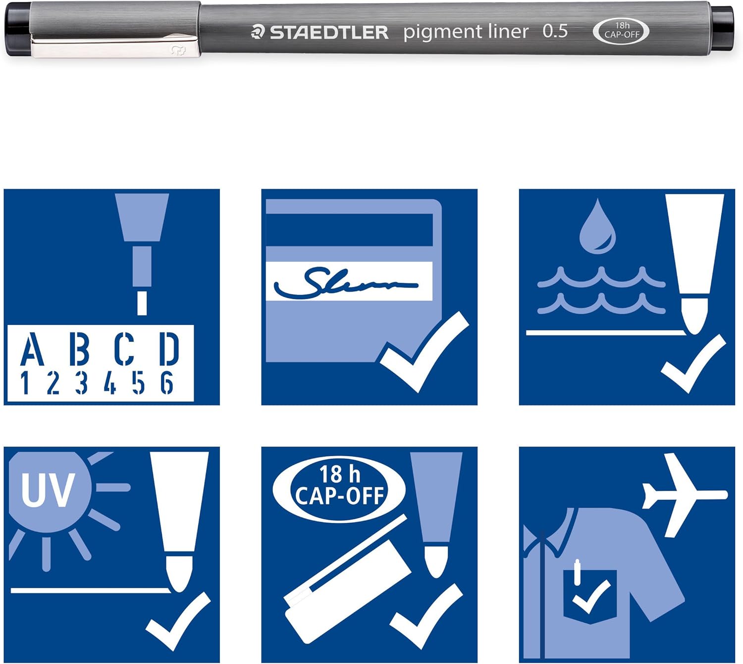 Staedtler Pigment Liner Bonus Sketch Set of 6 Liners for the Regular Price of 4(2 free), 308 SB6P : Technical Drawing Pens : Office Products