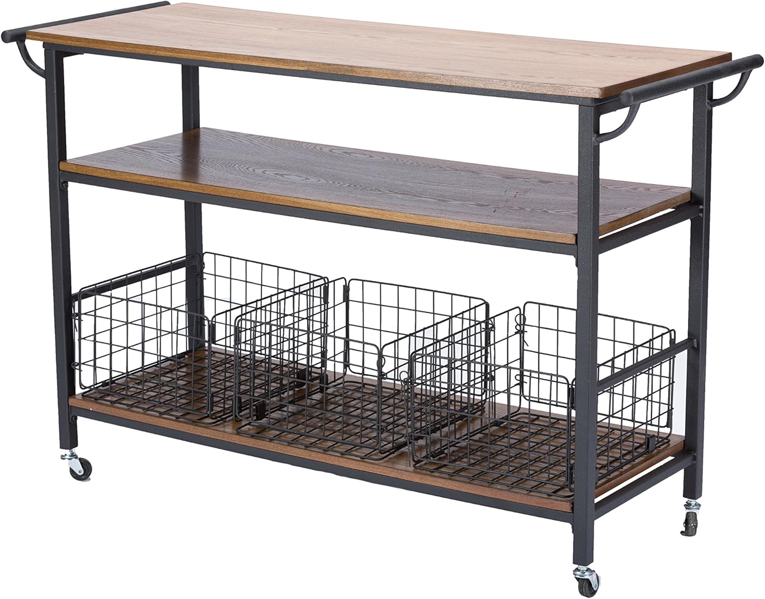 Baxton Studio Lancashire Wood and Metal Kitchen Cart, Brown - Kitchen Islands & Carts