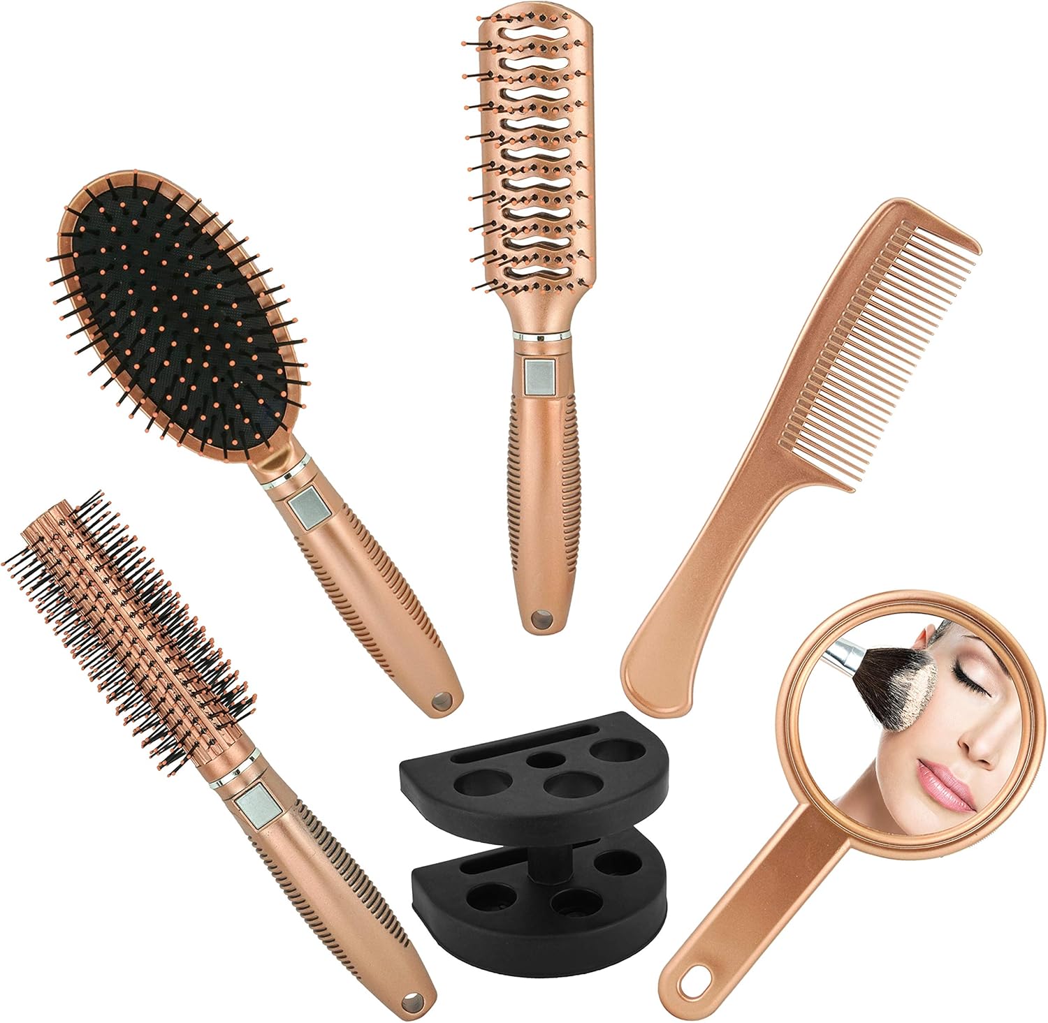 HOVUK® Rose Gold 5pcs Hair Brush Set, Ladies Hair Care Paddle with