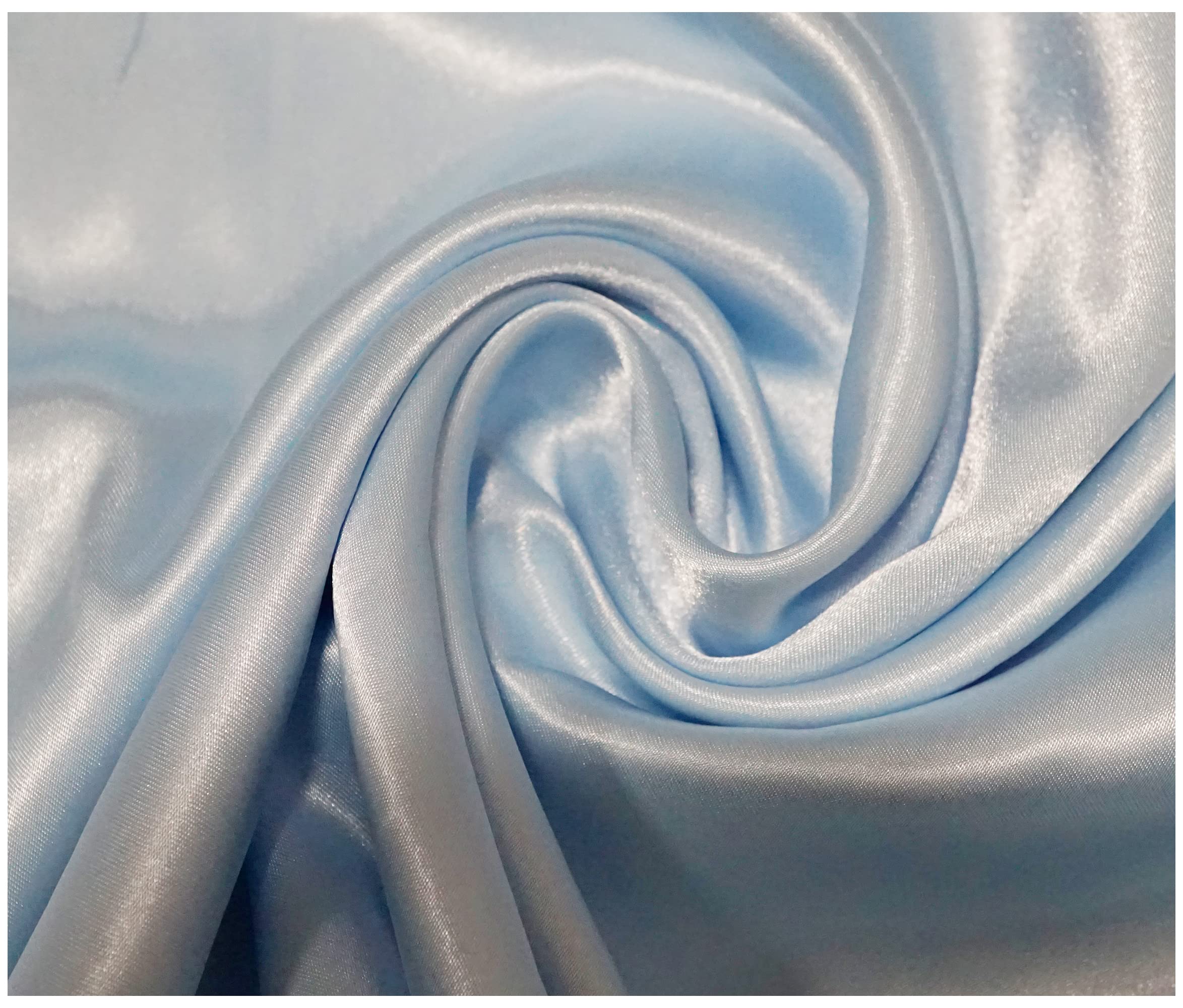 Silky Satin Polyester Fabric for Dressmaking Wedding Crafts Quilting Sewing 150cm Wide (500 x 150cm / 197" x 60", Light Blue) — image 1