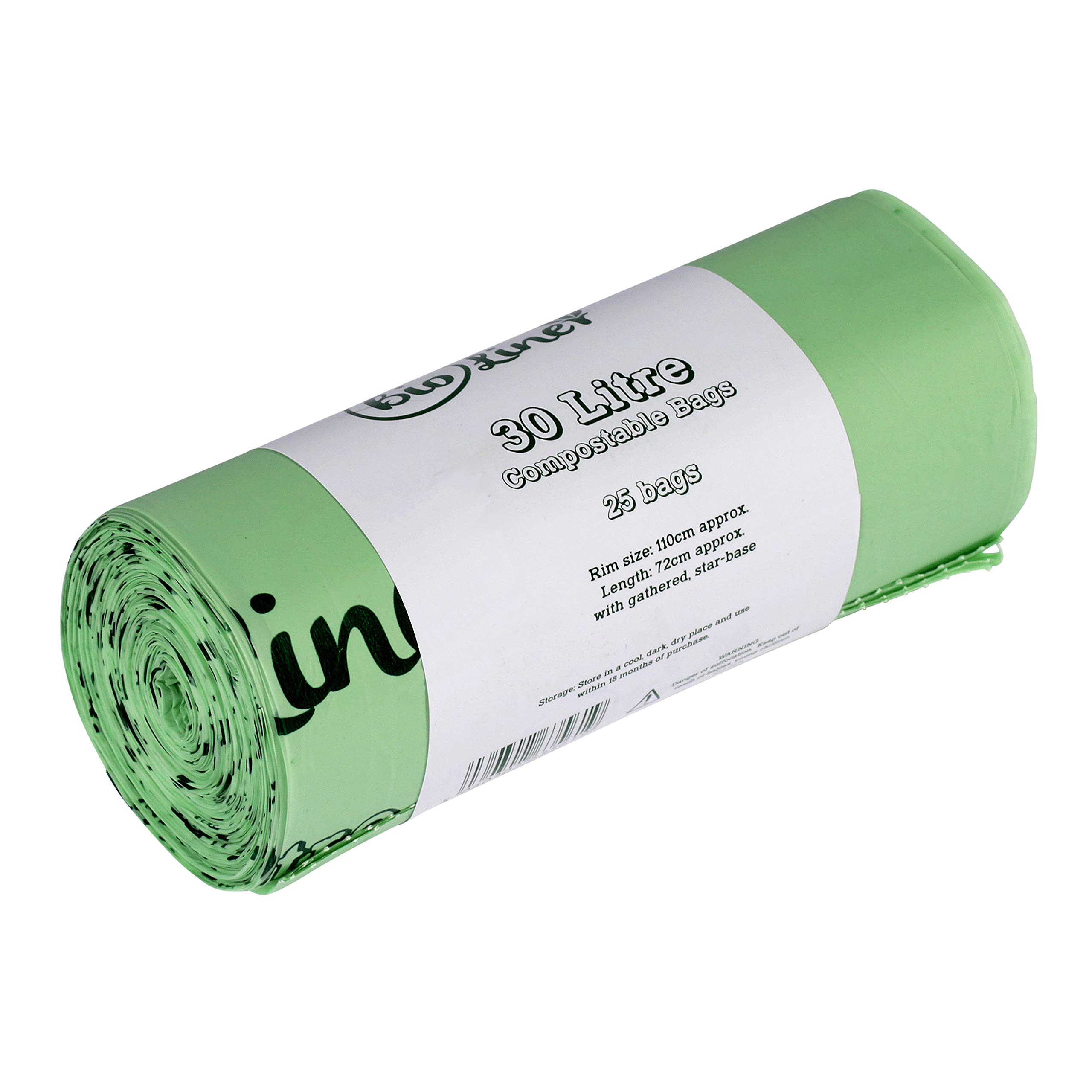30 Litre x 25 bags Compostable Bags - Compost Bag Kerbside Food Waste Caddy Liners - EN 13432 - Compost Bag 30L Bin Bags with Composting Guide