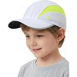 GADIEMKENSD Kids Performance Baseball Cap, Cooling Sweatband, Breathable Mesh, Reflective Front- Back Design