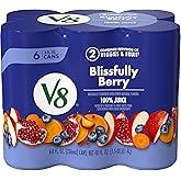 V8 Blissfully Berry 100% Fruit and Vegetable Juice, 8 fl oz Can (6 Pack)
