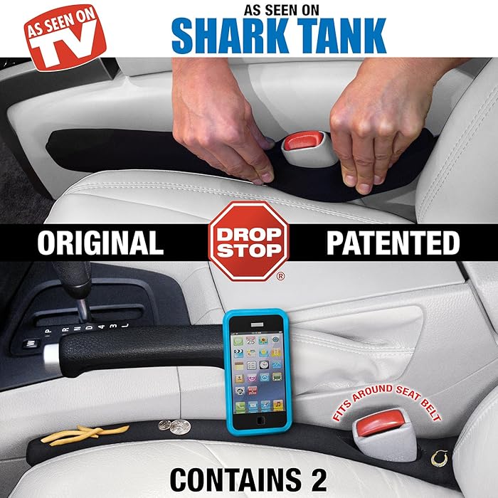 best birthday present for boyfriend, Drop Stop - The Original Patented Car Seat Gap Filler - Set of 2 (AS SEEN ON SHARK TANK)