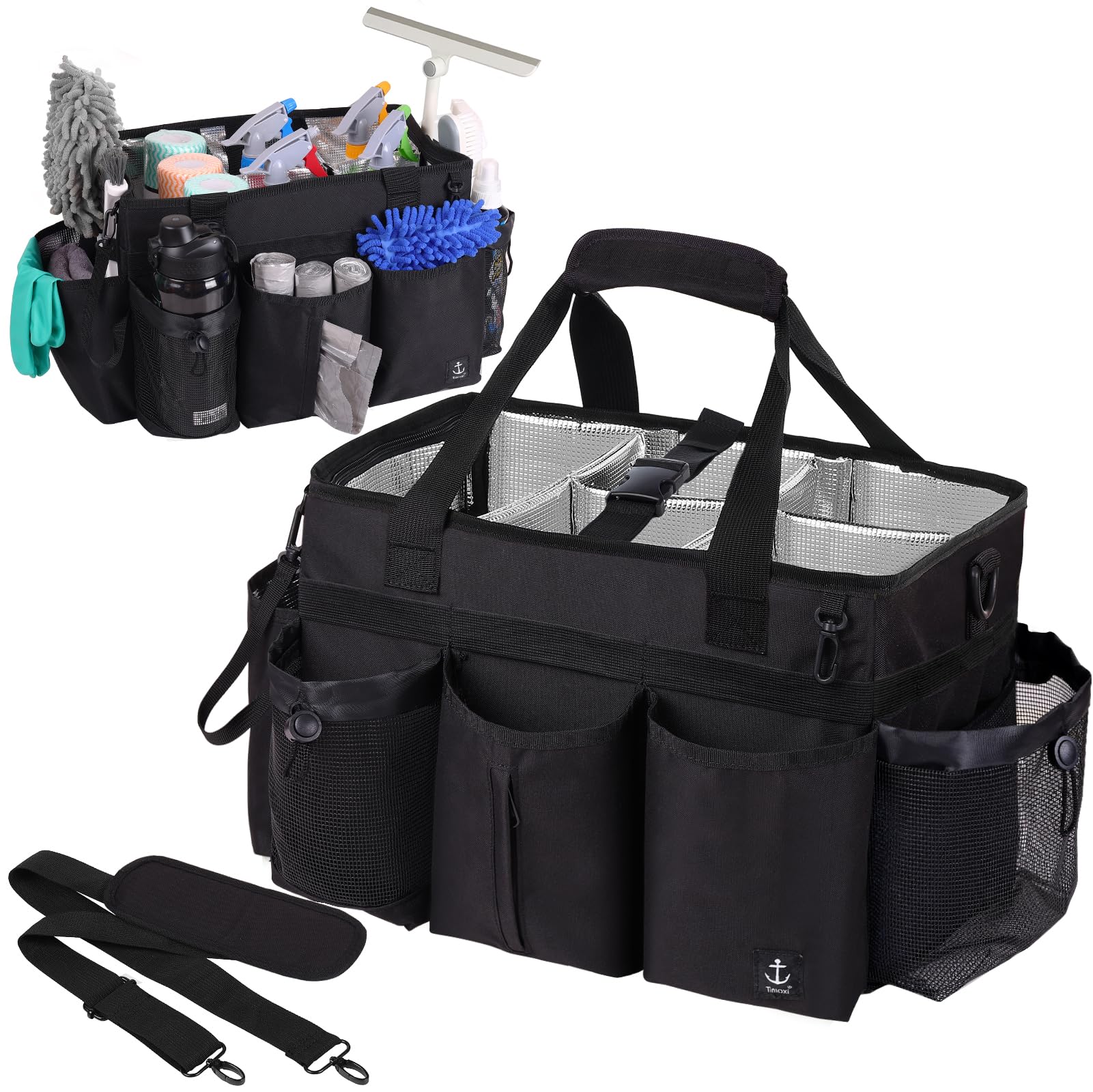 Timoxi Large Wearable Cleaning Caddy Bag with Detachable Divider ...