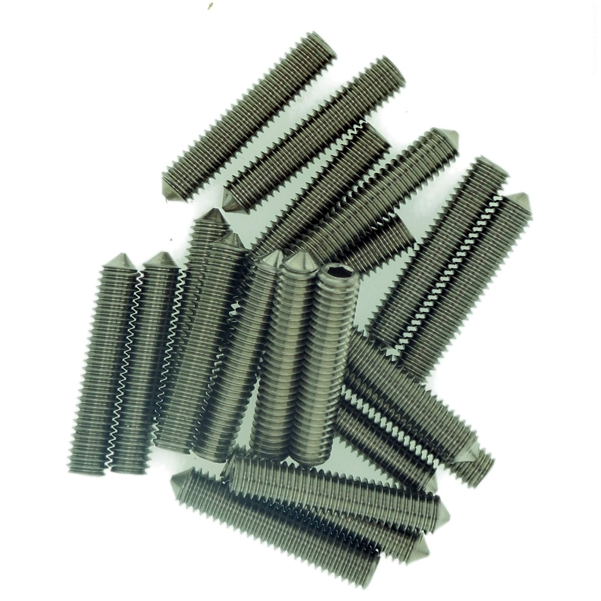 M2 (2mm x 8mm) Hex Socket Grub Screw (Cone Point) - Stainless Steel (A2) (Pack of 20)