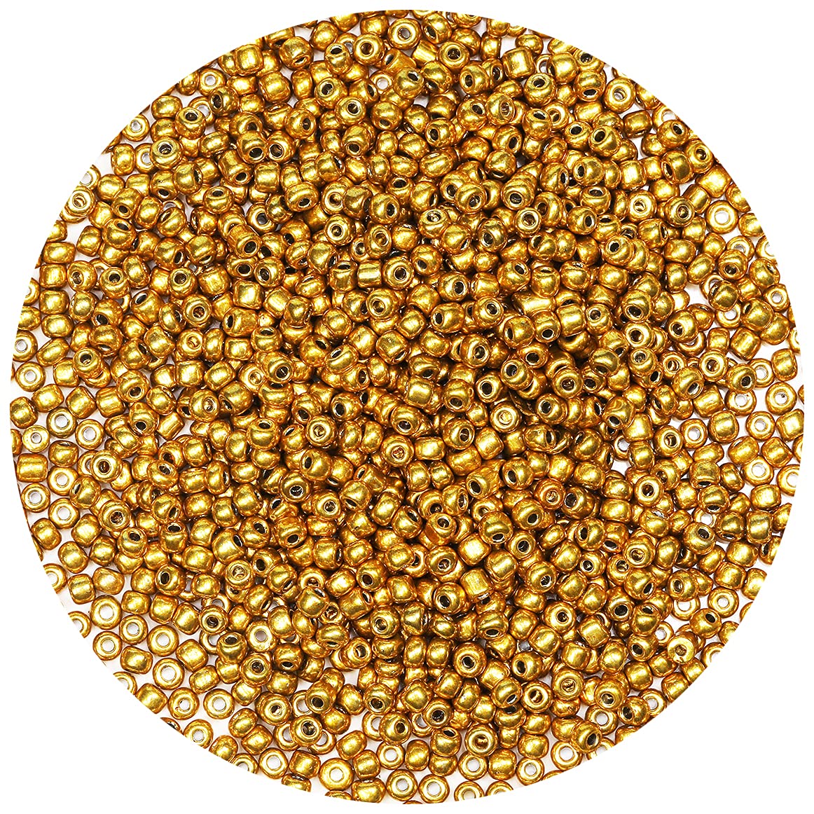 Bala&Fillic Golden Color 4mm Seed Beads About 1200pcs/100Grams in Bag, 6/0 Glass Craft Beads for Making Bracelet and Necklace (Golden)