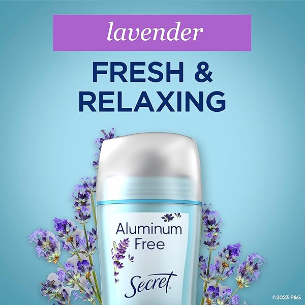 SECRET ALUMINUM FREE DEODORANT FOR WOMEN, 48HR ODOR PROTECTION, NATURALLY DERIVED INGREDIENTS, FREE OF PARABENS DYES TALC & BAKING SODA, PH BALANCING MINERALS, DRY SOLID, LAVENDER SCENT, 2.4 OZ