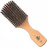 Kent OG2 Beechwood Club HairBrush, 100% Natural Boar Bristle for Mens Grooming, All Hair Types and Beard Lengths, Travel Size with Hair Brush Cleaner, Slick Back Hair brush