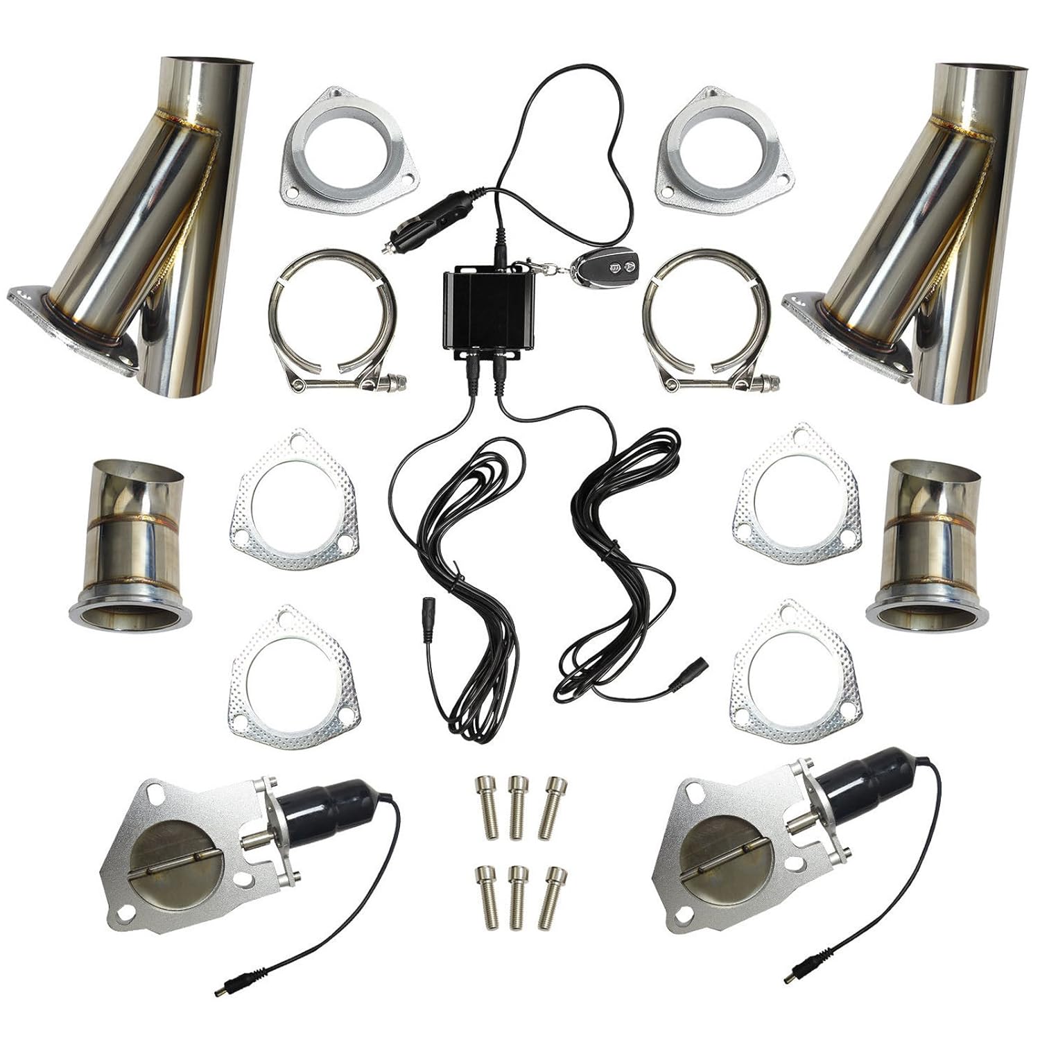 BLACKHORSERACING 2.5 Inch Exhaust Cut Out Remote Control + Manual Switch Stainless Steel Y