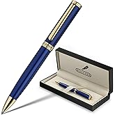 BEILUNER Blue Lacquer Gel Pen - Stunning Luxury Pen with 24K Gold Finish, ADMOK Black Refill, Executive Gift Set for Family & Friends, Writing, Fancy, Office, Retractable Pens