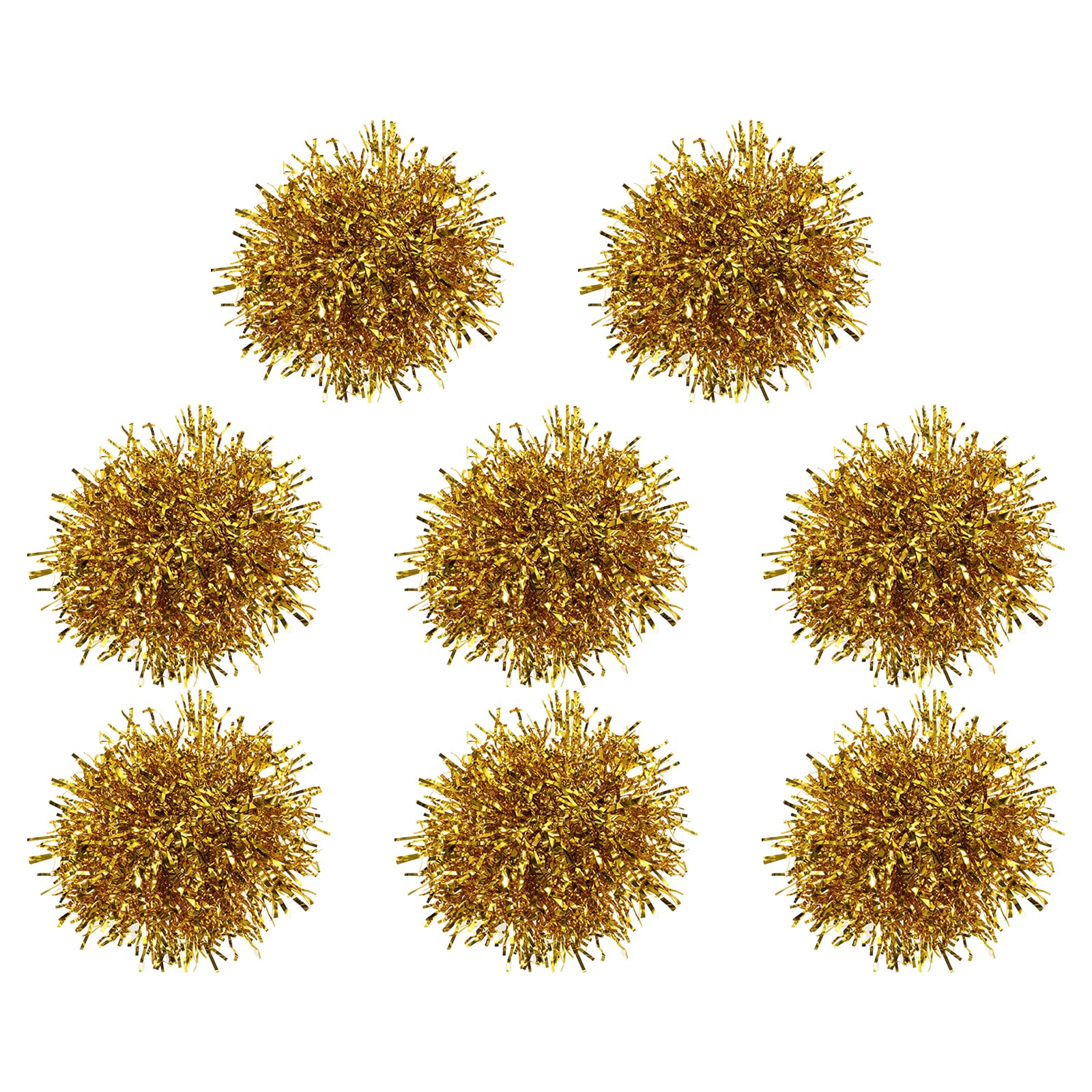PATIKIL Cheerleading Pom Poms with Handle, 8 Pack Metallic Foil Cheering Hand Flower for Sport Team Spirit, Golden