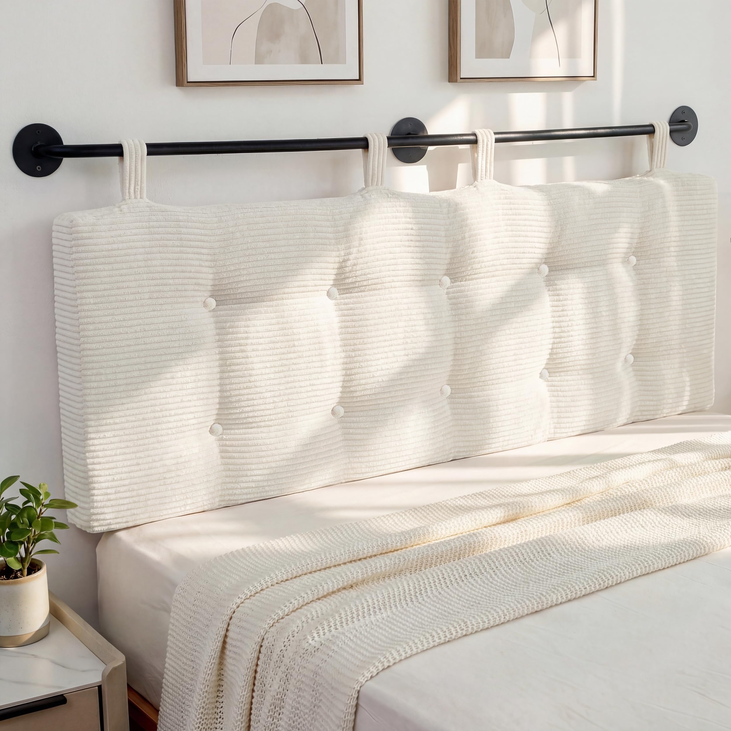 higogogo wall mounted headboards for queen size bed, hanging head board wall with button tufting, ad