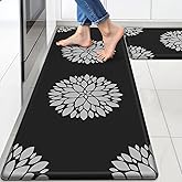 DailyCuddles Kitchen Mats for Floor[2PCS], Soft Anti Fatigue Kitchen Rugs for Home, Water Resistant Cushioned Standing Desk Mats, Non-Slip Comfort Mat for Floor, Kitchen, Office, Sink, Laundry,Black