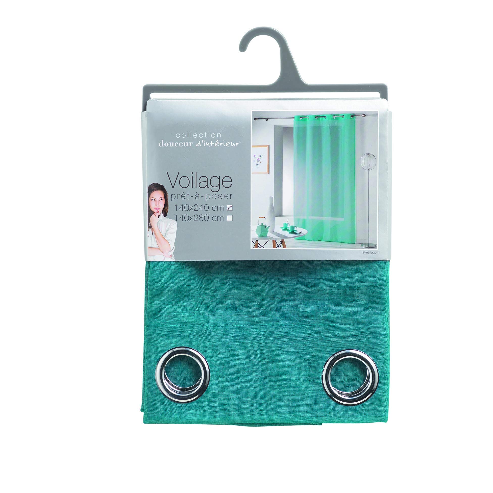 Douceur d'Intérieur Telma Lagoon Crash Curtain with Eyelets 140 x 240 cm