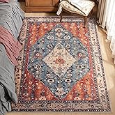 SERISSA Area Rug 3x5 Boho Tribal Rugs for Bedroom, Washable Kitchen Rugs Non-Slip, Ultra Soft Print Distressed Vintage Entry Rug Low-Pile Throw Rug Carpet for Nursery Living Room Dorm Decor