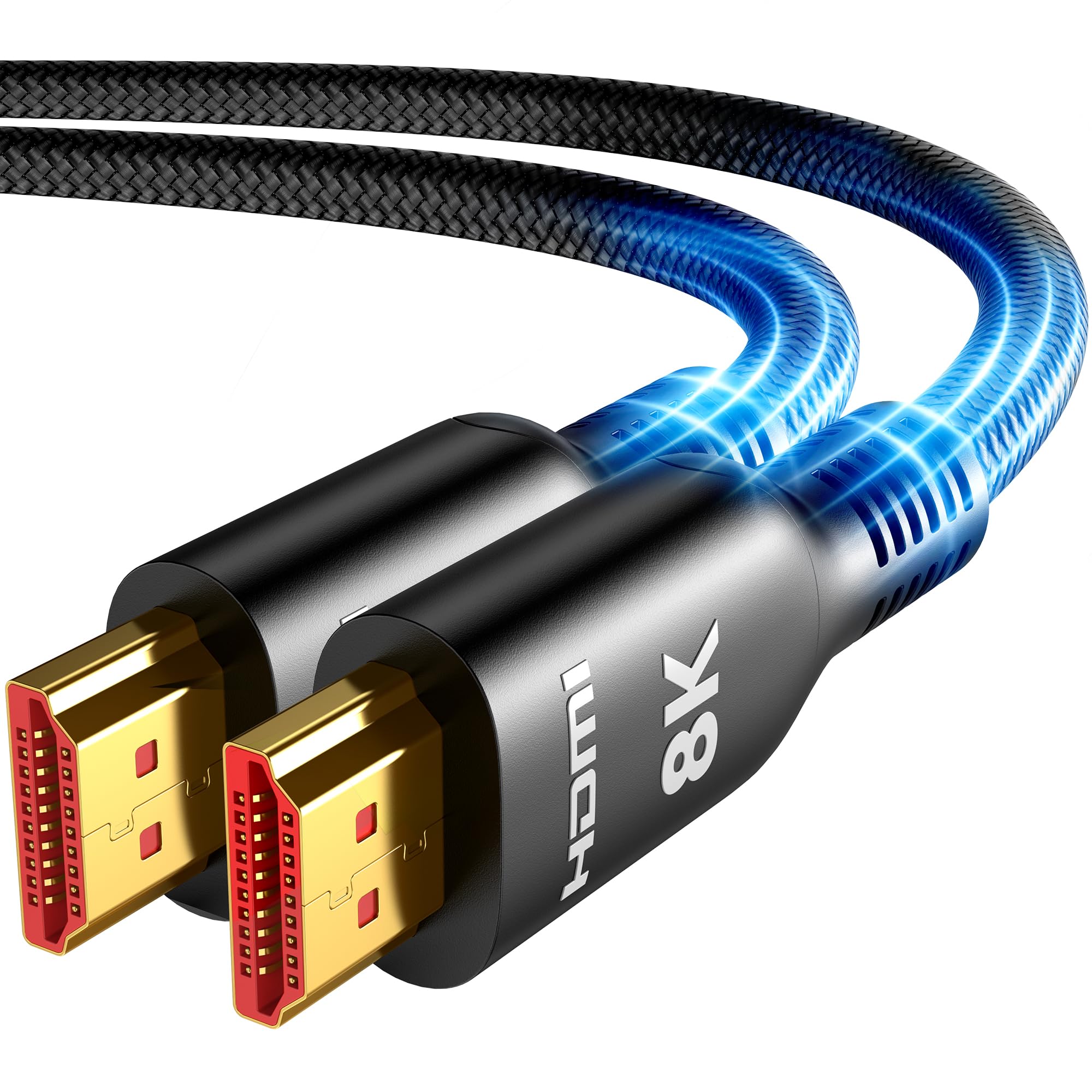 Photo 1 of Highwings 8K HDMI Cable 6.6FT, 48Gbps Ultra High Speed HDMI Cable Braided Cord-4K@120Hz 8K@60Hz, DTS:X, HDCP 2.2&2.3, HDR 10 Compatible with Roku TV/PS5/HDTV/Blu-ray