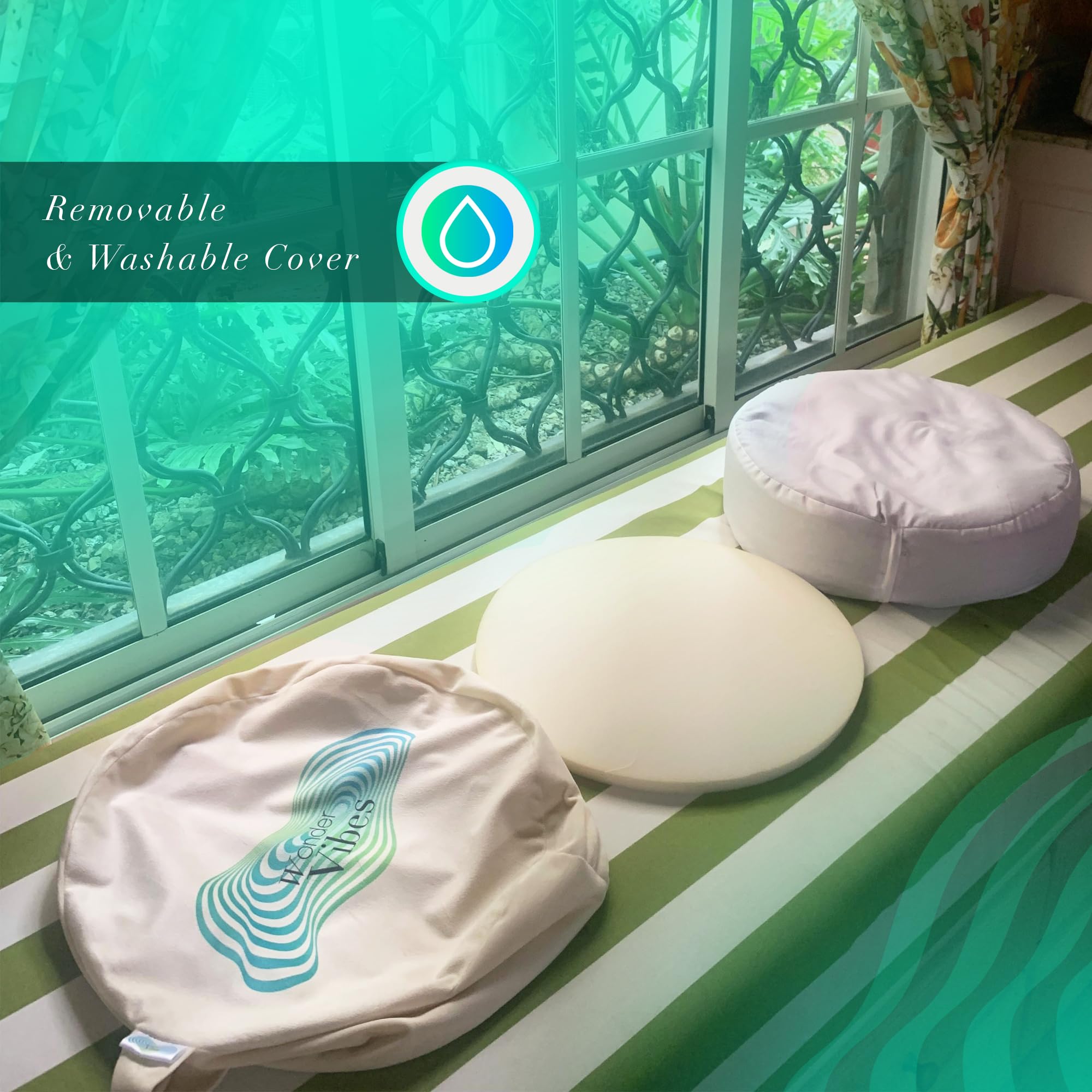 WonderVibes Meditation Cushion - Premium Floor Pillow, Comfortable Floor Pillow for Adults, Beautiful Meditation Pillow, Large Buckwheat Floor Cushion with Washable Quality Cover - Quality Zafu - Image 6