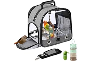 SUERTREE Bird Carrier Bag Bird Travel Cage with Stand, Small Bird Carrier for Parrot, Portable Bird Carrier Travel Bag, Pet Transparent Breathable Travel Cage