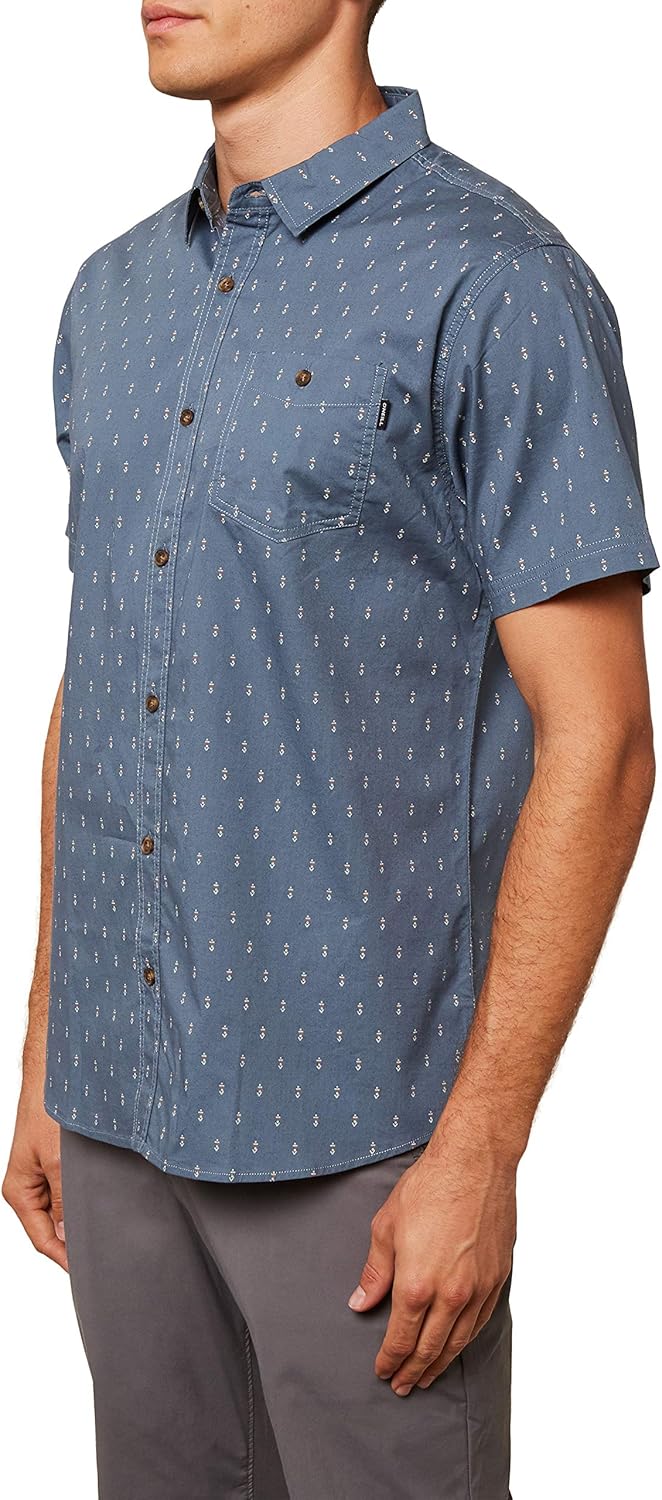 O'NEILL Men's Modern Slim Fit Short Sleeve Button Down Shirt: Clothing