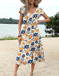 Zeagoo Floral Dress Women Summer Bohemian Dress