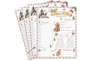 SERELIY 25pcs Secret Santa Questionnaire Forms Christmas List Ideas Fill In The Blank Cards for Xmas Family Friends Gift Exchange Game Party Activities (Watercolor)