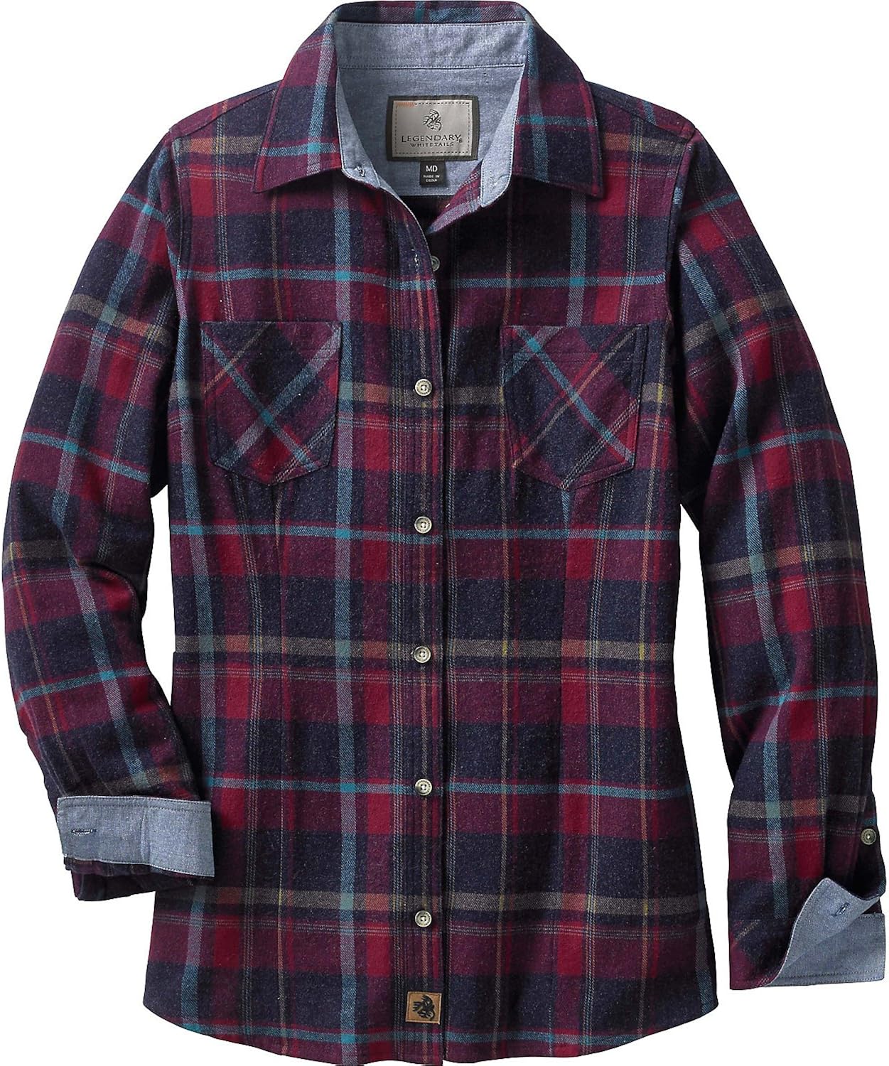 Legendary Whitetails Women's Cottage Escape Long Sleeve Button Up Flannel Shirt: Clothing