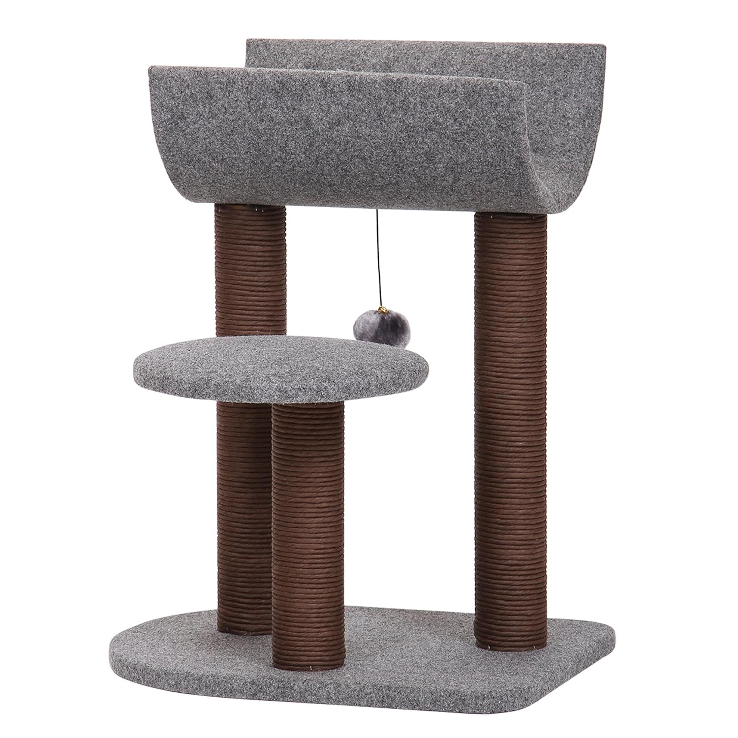 PetPals Cat Tree Cat Tower for Cat Activity with Scratching Postsand Toy Ball,Gray