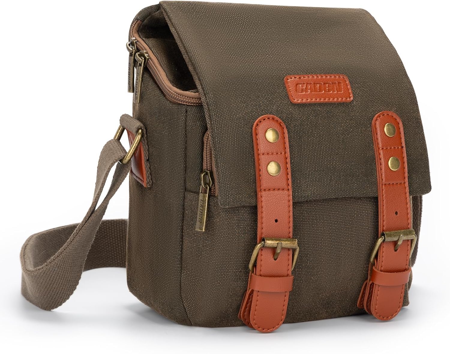 CADeN Camera Bag Water-Repellent Canvas Retro Compact Camera Sling Shoulder Bag Compatible with SLR Cameras DSLR Mirrorless Nikon Sony Canon Lens, brown, S, retro canvas backpack