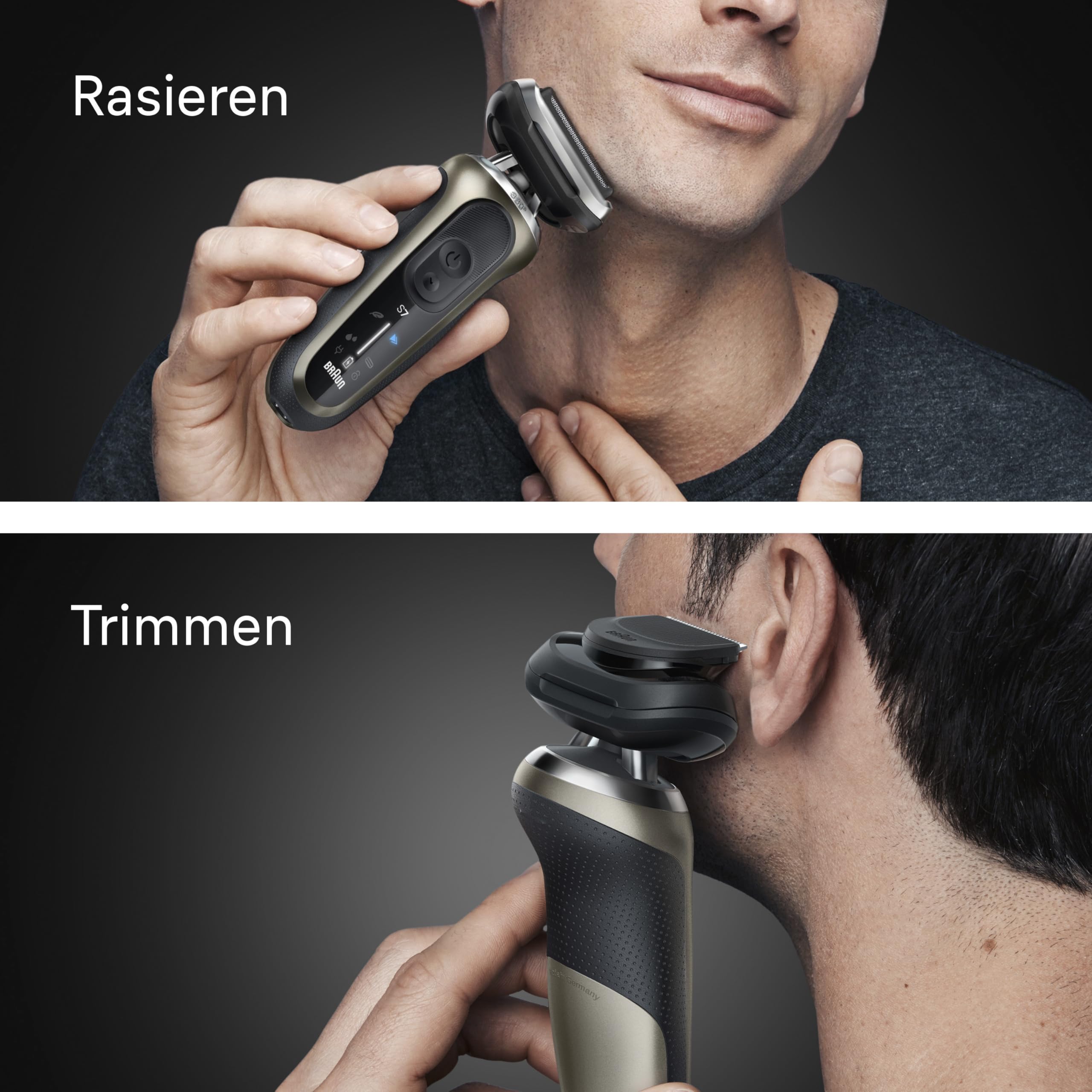 Braun Series 7 Elektrorasierer Herren, Rasierapparat mit 60 Min. Akkulaufzeit, 4in1 SmartCare Reinigungsstation, +1 Aufsatz, Kabelloser Nass- und Trockenrasierer, Wasserdicht, 72-C7200cc, Gold 6