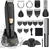 Hatteker Mens Body Hair Beard Trimmer Groin Trimmer Mens Grooming Kit Electric Razor Body Shaver Groomer Waterproof 6 in 1