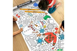 Tiny Expressions Winter Coloring Poster for Kids - Rolled, No Creases 30" x 72" Giant Coloring Table Cloth to Color On - Winter Crafts for Kids